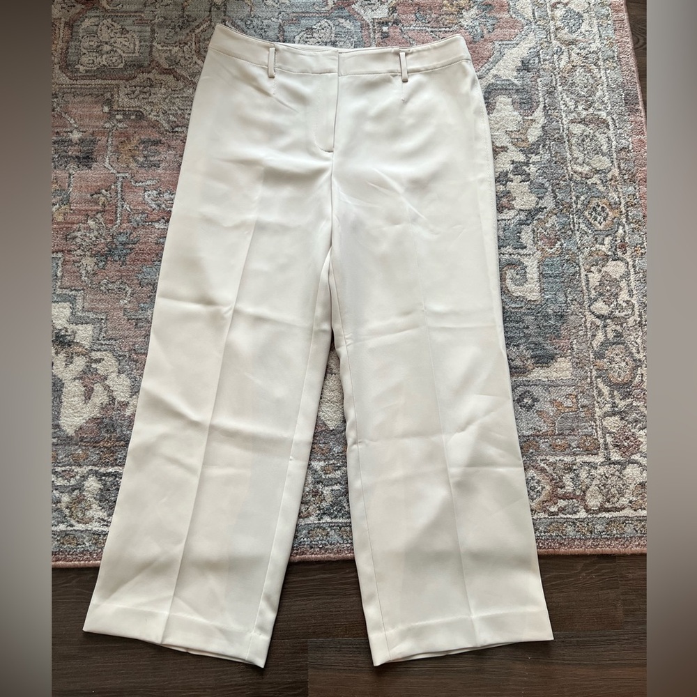 Ann Taylor Off-White Wide-Leg Trousers